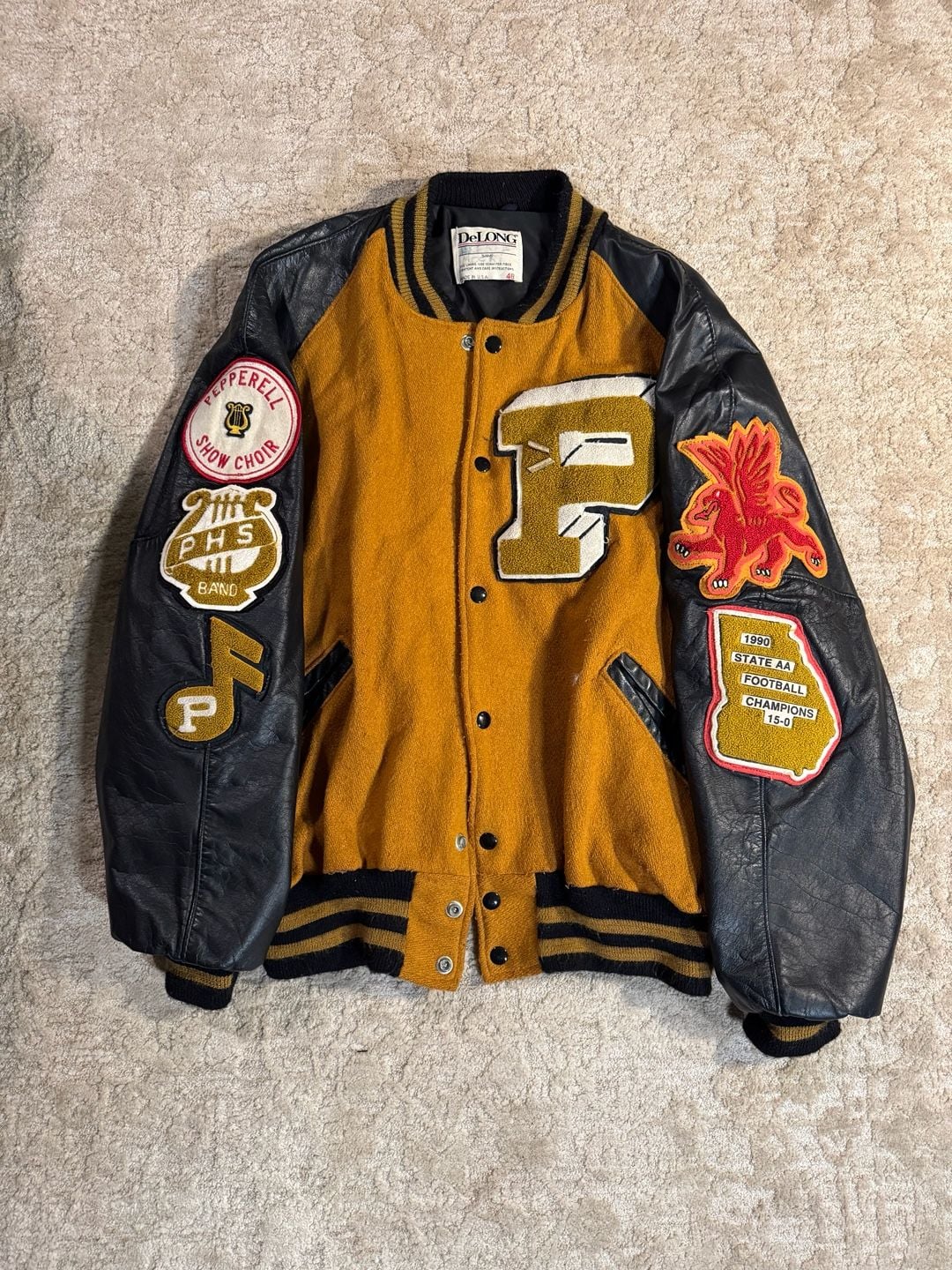 Vintage 80s 90s Delong Varsity Jacket With Patches